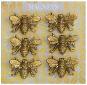 1"L Pewter Bee Magnets On Card, Set of 6 $15.50
